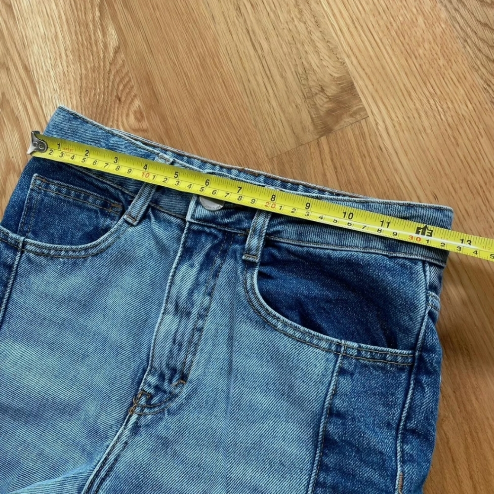 MAJE Packy Straight Cut Two Tone Faded Blue Jeans Gold Zipper FR 34 US 0 - Picture 12 of 12